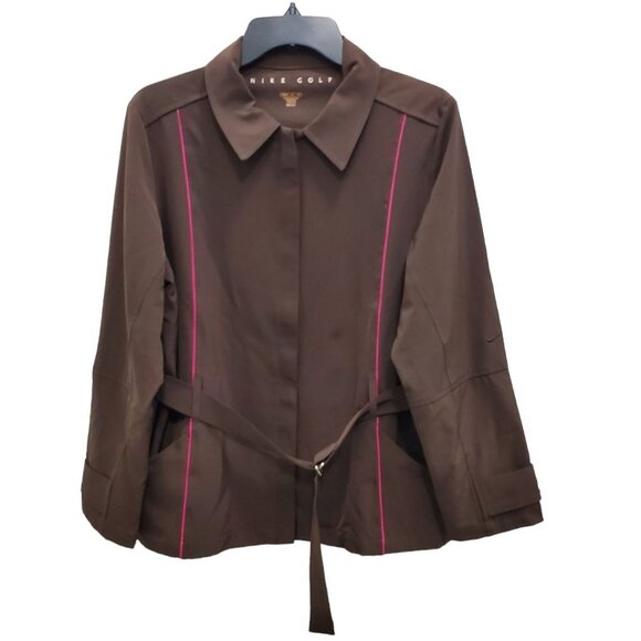 Nike Golf Women's Brown Stretch Belted Zip Front Jacket Coat‎ Size M (8-10) - Picture 1 of 9